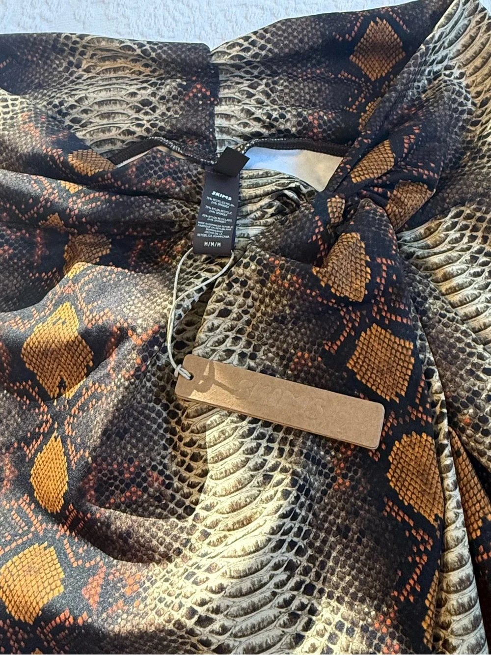 SKIMS Brown Snake-Print Swimsuit Coverup Skirt